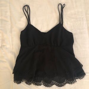 S Dry Goods Black Layered Lace Crop Tank Top